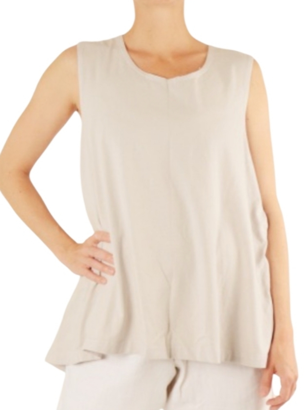 Bryn Walker 100% Linen Tank Top Natural Light Beige A Line Oversized Fit
